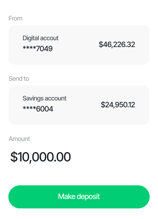 Deposit Transfer Screen