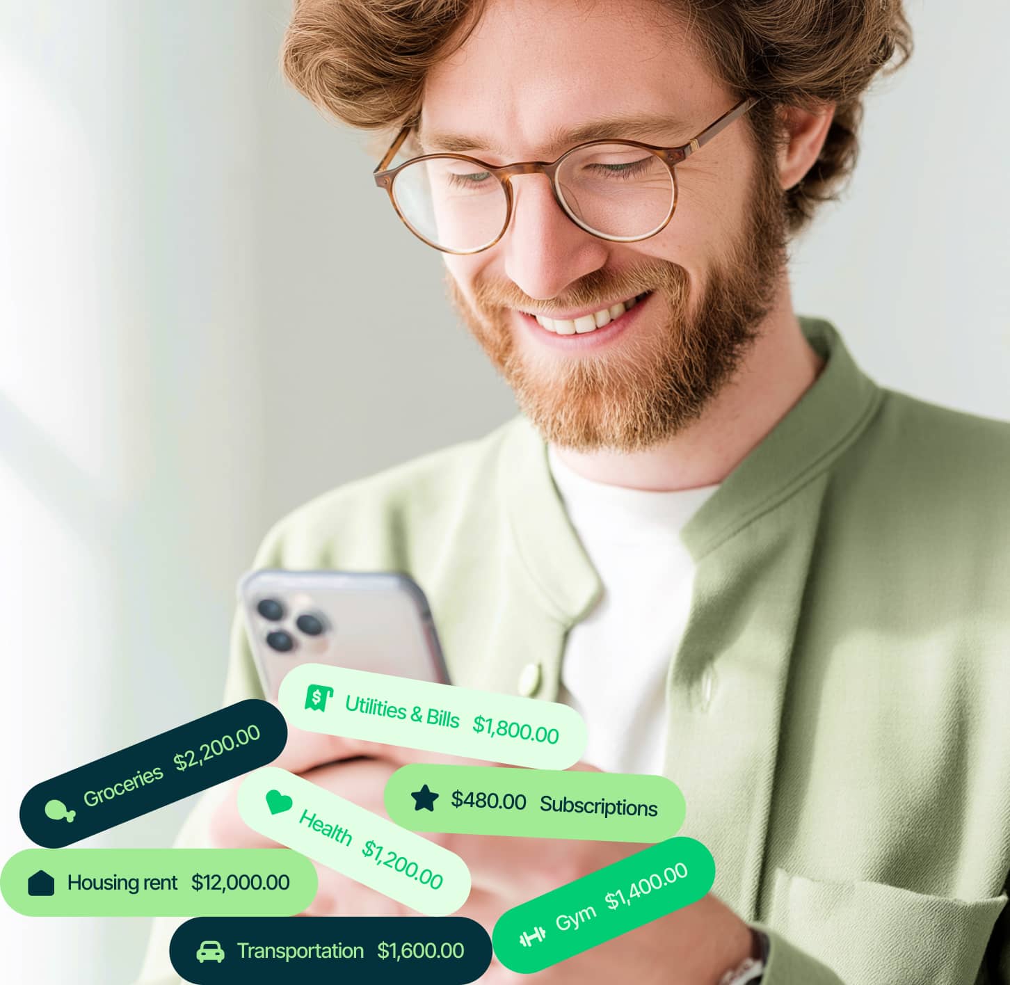 Man Checking Expense Breakdown On Phone